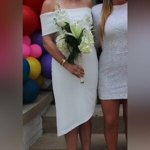 Hutch White One Shoulder Sheath Dress